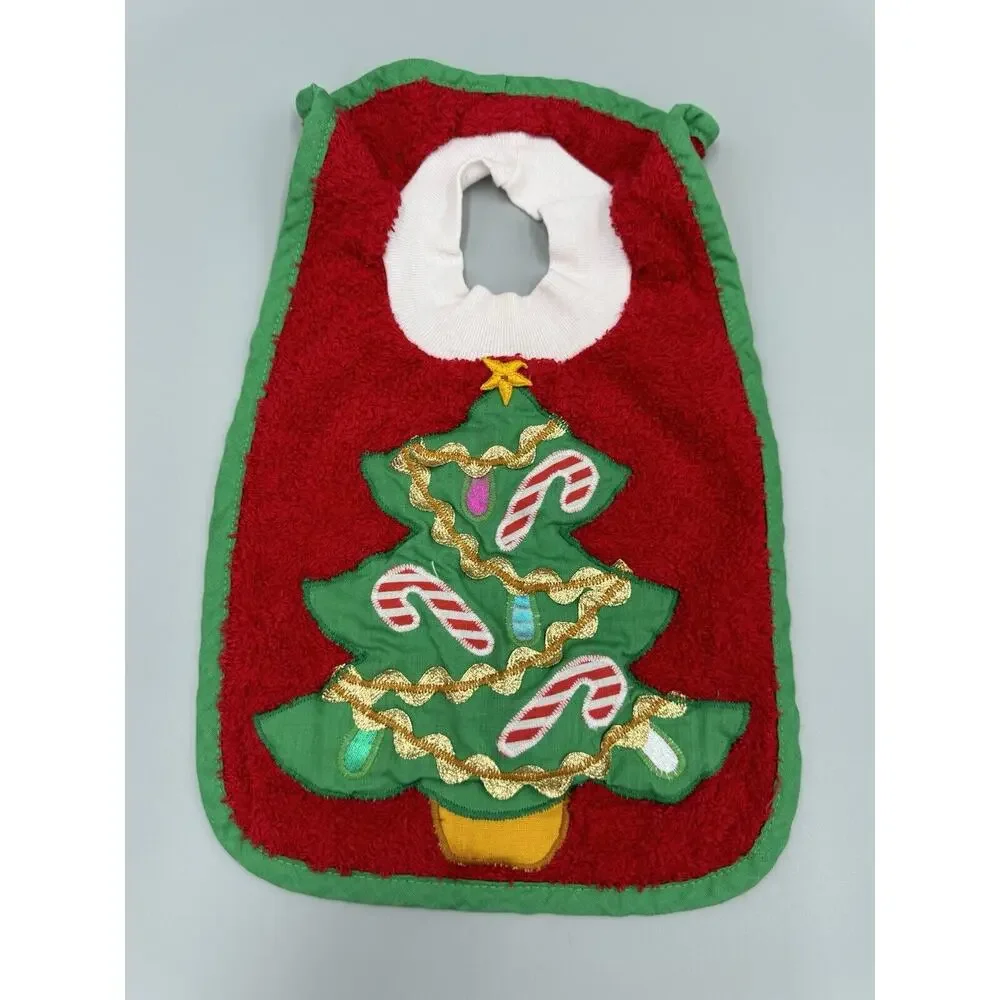 Vintage Pullover‎ Christmas CLOTH BIBS Mullin Square Kids Baby Bibs Set Of 2